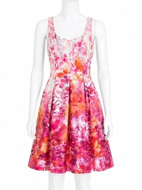 Nine West Bulgarian Rose Floral Pleated Fit Flare A Line Dress NWT Wedding  12